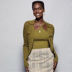 CAbi Army Green Cardigan — 4470 Exec Cardigan, Fall 2023